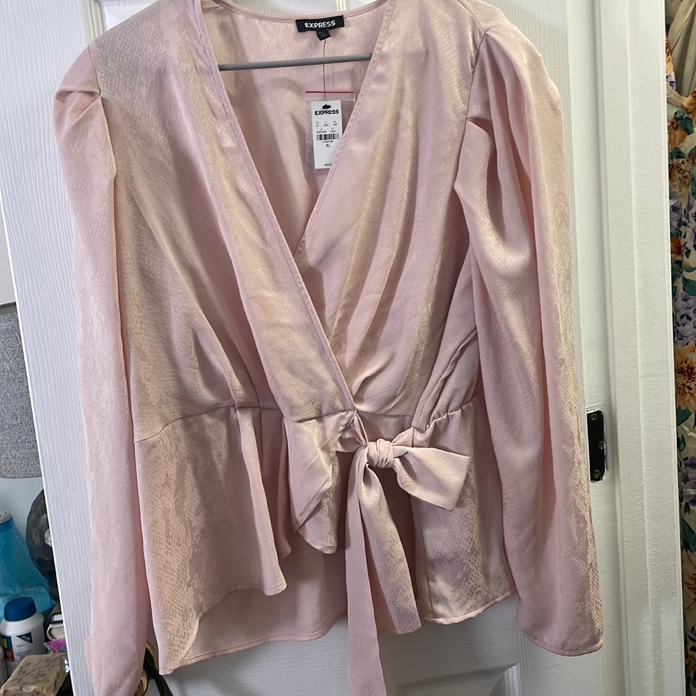 Light pink wrap blouse